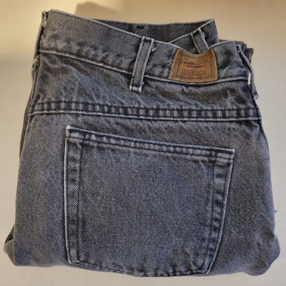 VTG LL Bean Flannel Lined Jeans Men's Size 34x31 Distressed Black Made In USA